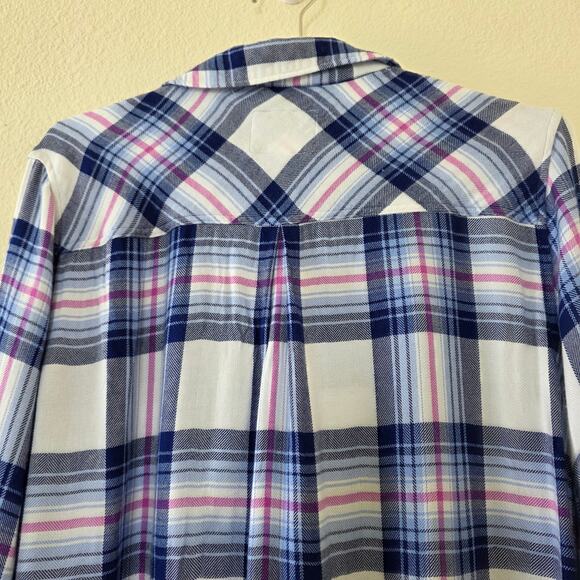Rails Hunter Plaid Button Down Shirt White Blue Pink Women Size M Long Sleeve - Picture 7 of 12